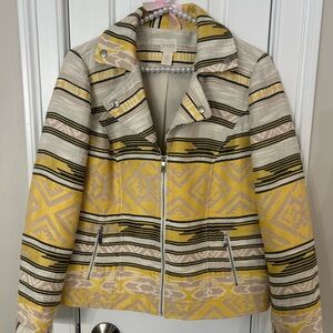 Chico's Multicolor Aztec Striped Bomber Jacket